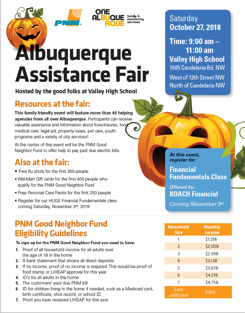 2018 Albuquerque Assistance Fair Flyer 