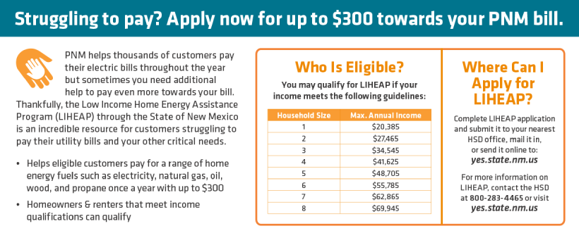 Struggling to pay? Apply now for up to $300 towards your PNM Bill