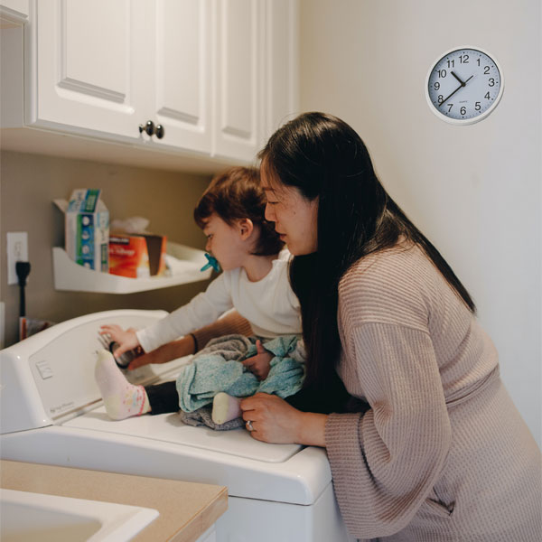 Doing laundry in the morning