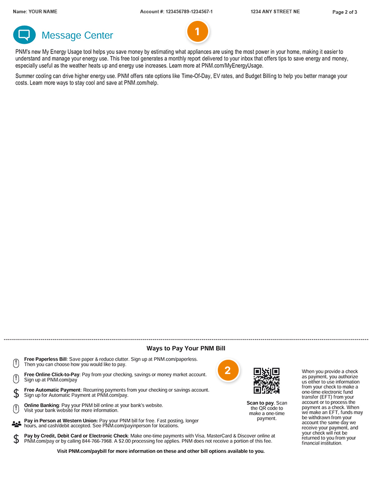 Solar Bill Message Center
