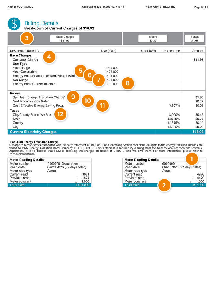Solar Bill Billing Details