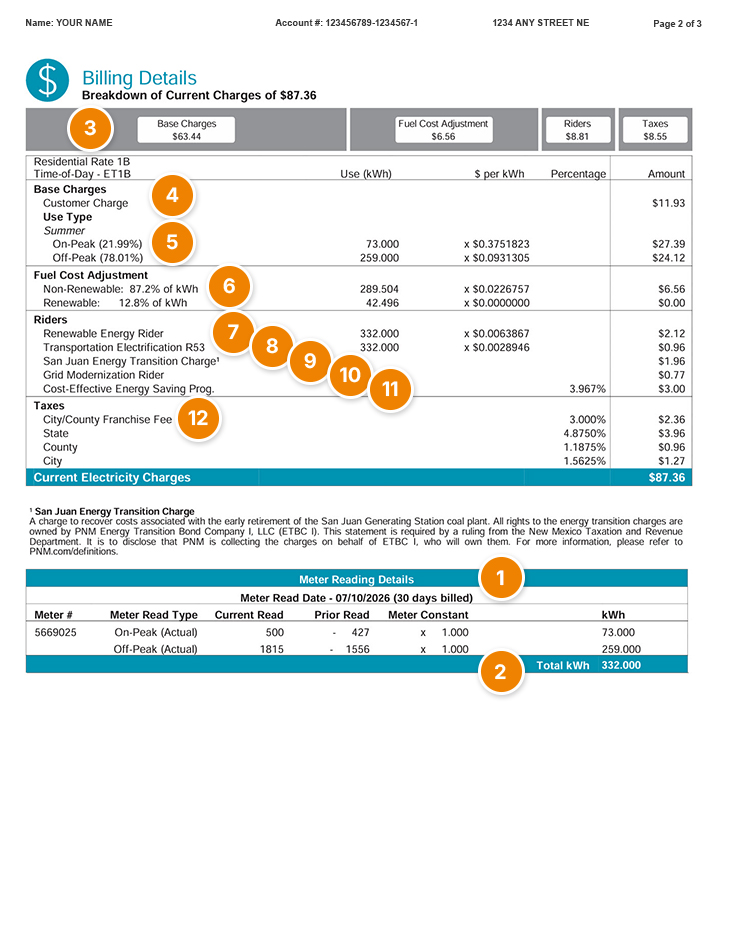 RATE 1B Billing Details