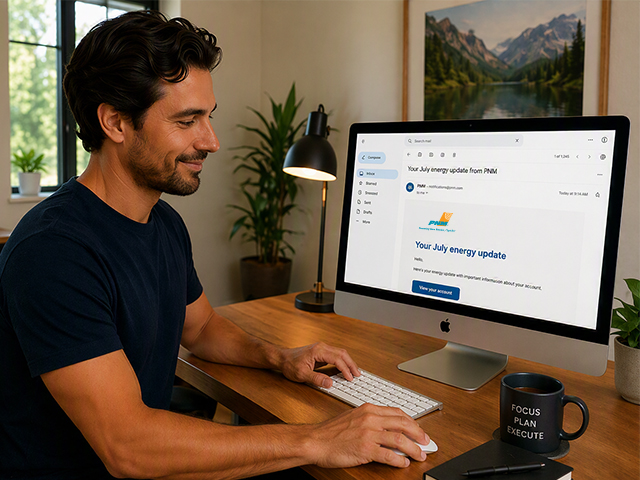Man checking email