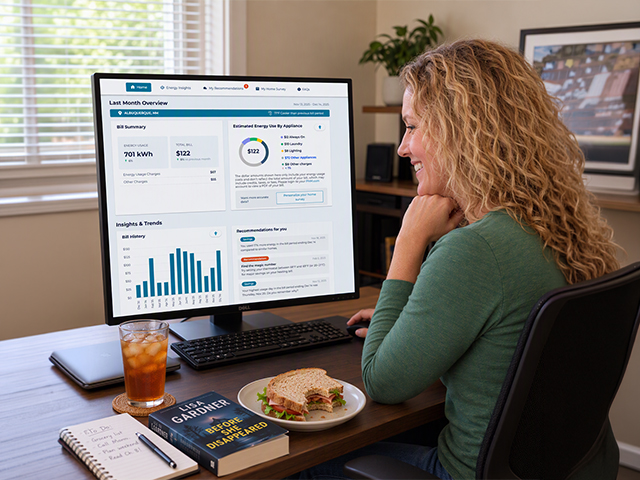 Woman using home computer