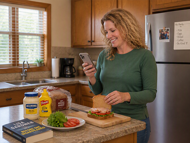 Woman using iPhone