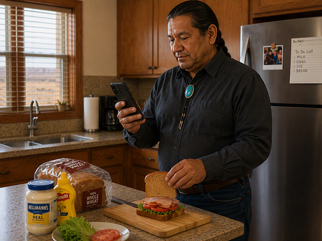 Man using iPhone