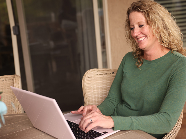 Woman using laptop
