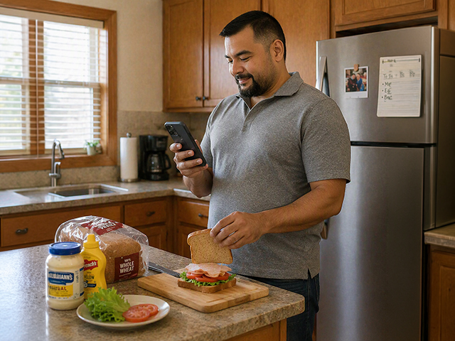 Man using iPhone